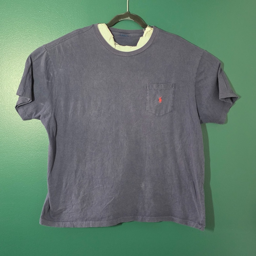 Polo by Ralph Lauren Blue Short Sleeve T-Shirt Front Pocket Size L SKU 3-070